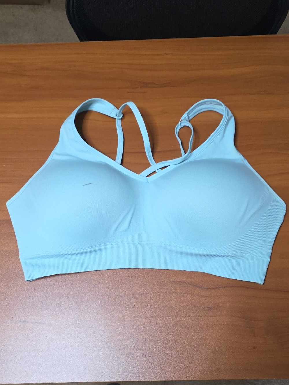 PINK Victoria's Secret Light Blue Seamless Strappy Sports Bralette